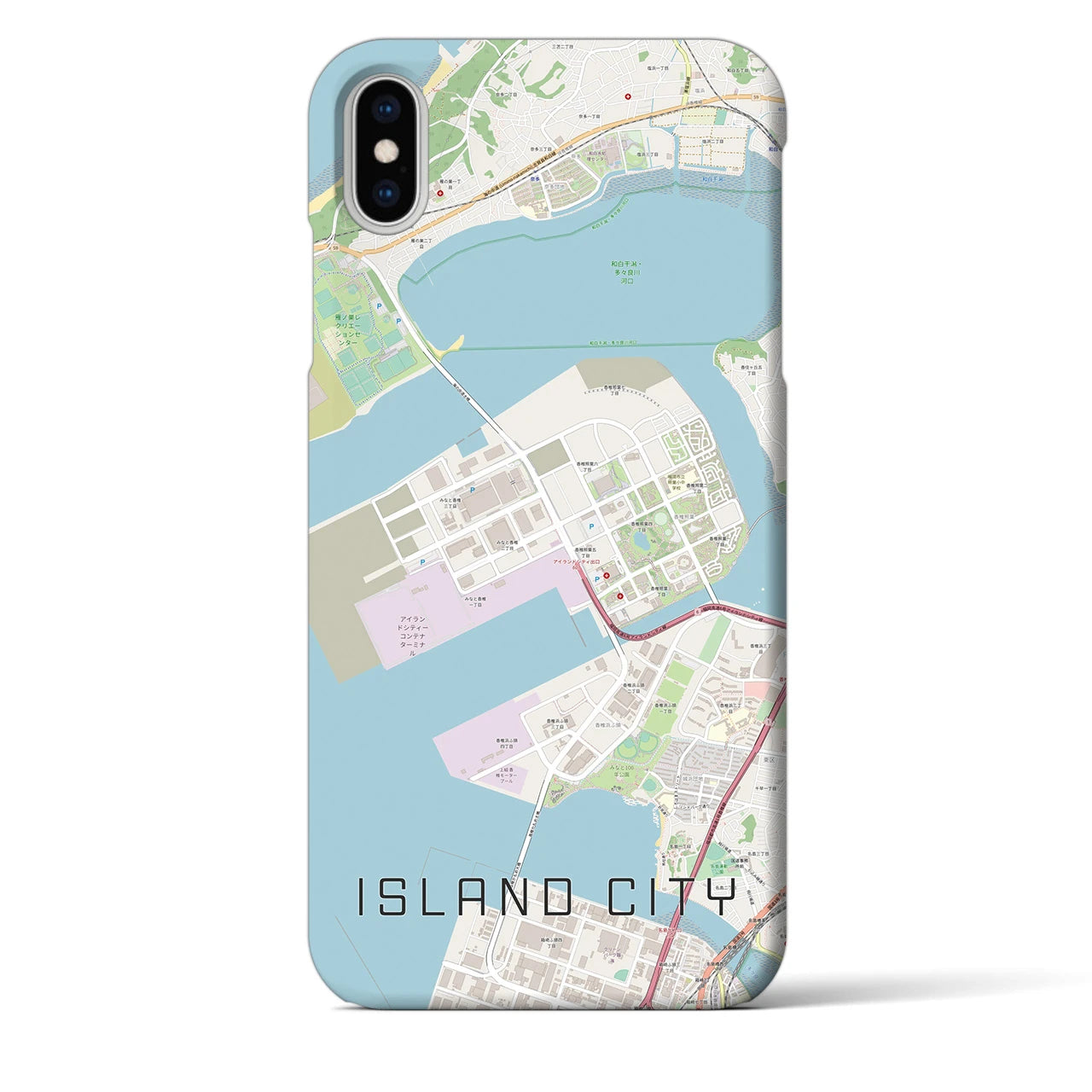 【アイランドシティ(福岡県)】地図柄iPhoneケース(バックカバータイプ)