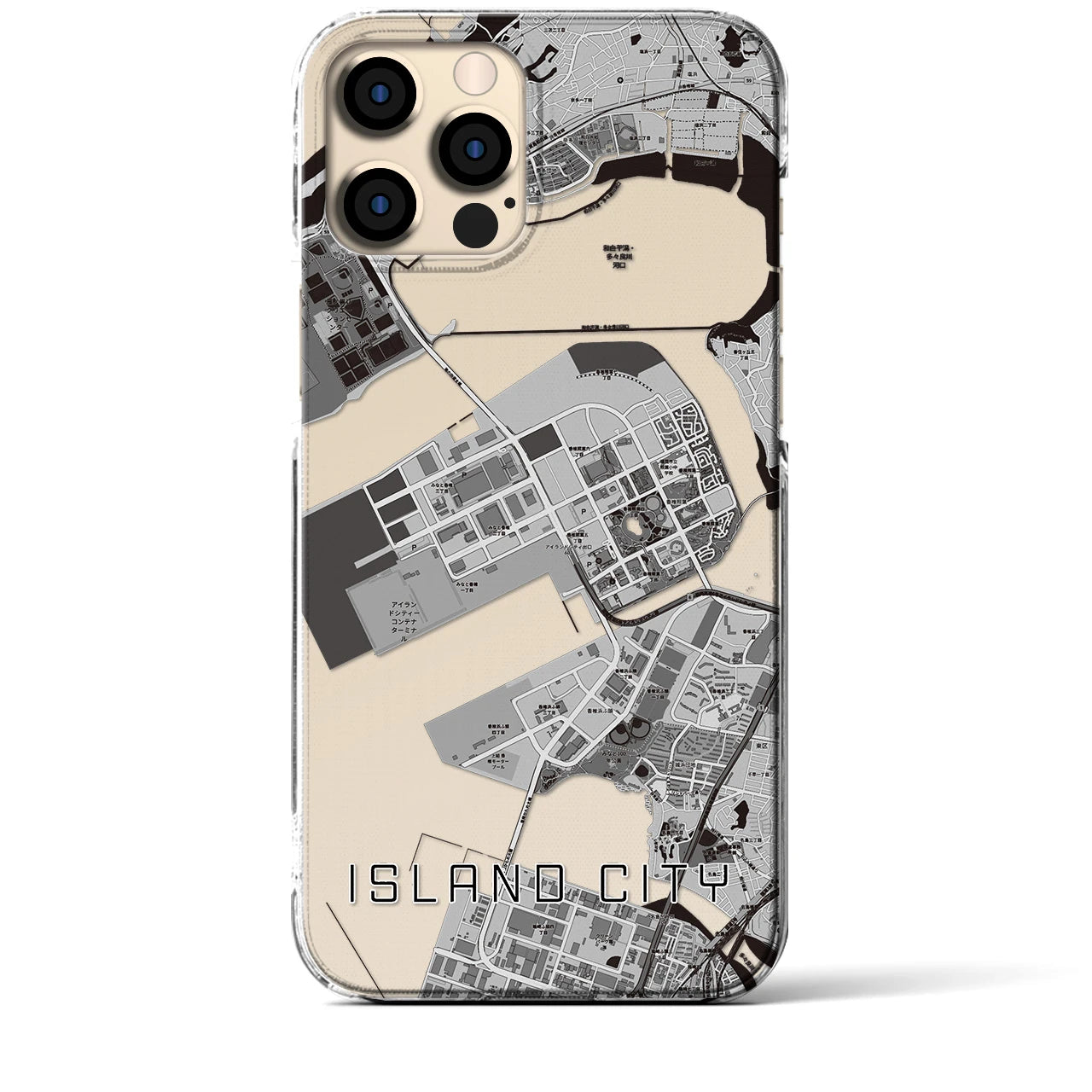 【アイランドシティ(福岡県)】地図柄iPhoneケース(クリアタイプ)