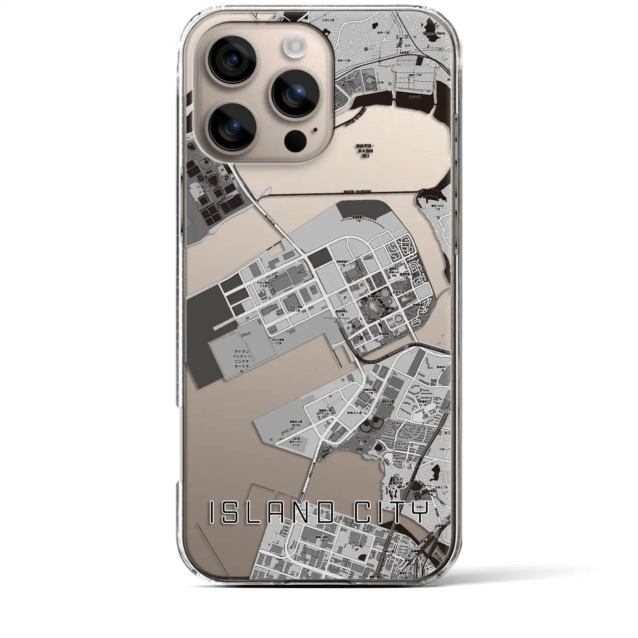 【アイランドシティ(福岡県)】地図柄iPhoneケース(クリアタイプ)
