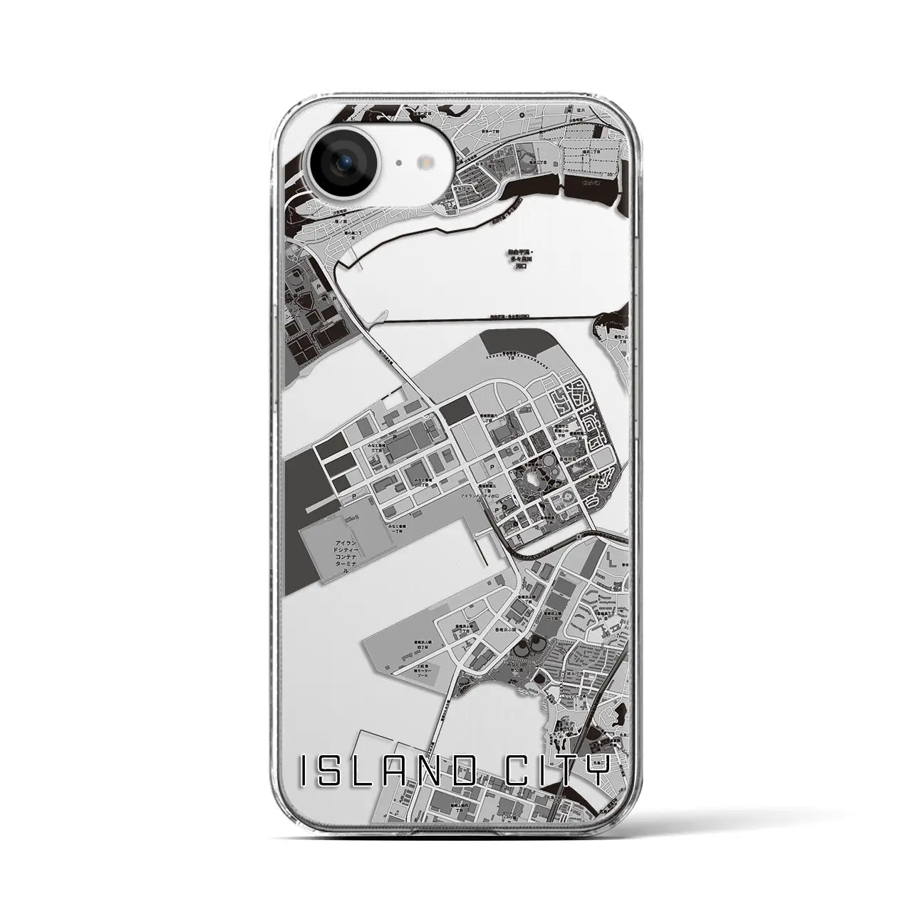 【アイランドシティ(福岡県)】地図柄iPhoneケース(クリアタイプ)