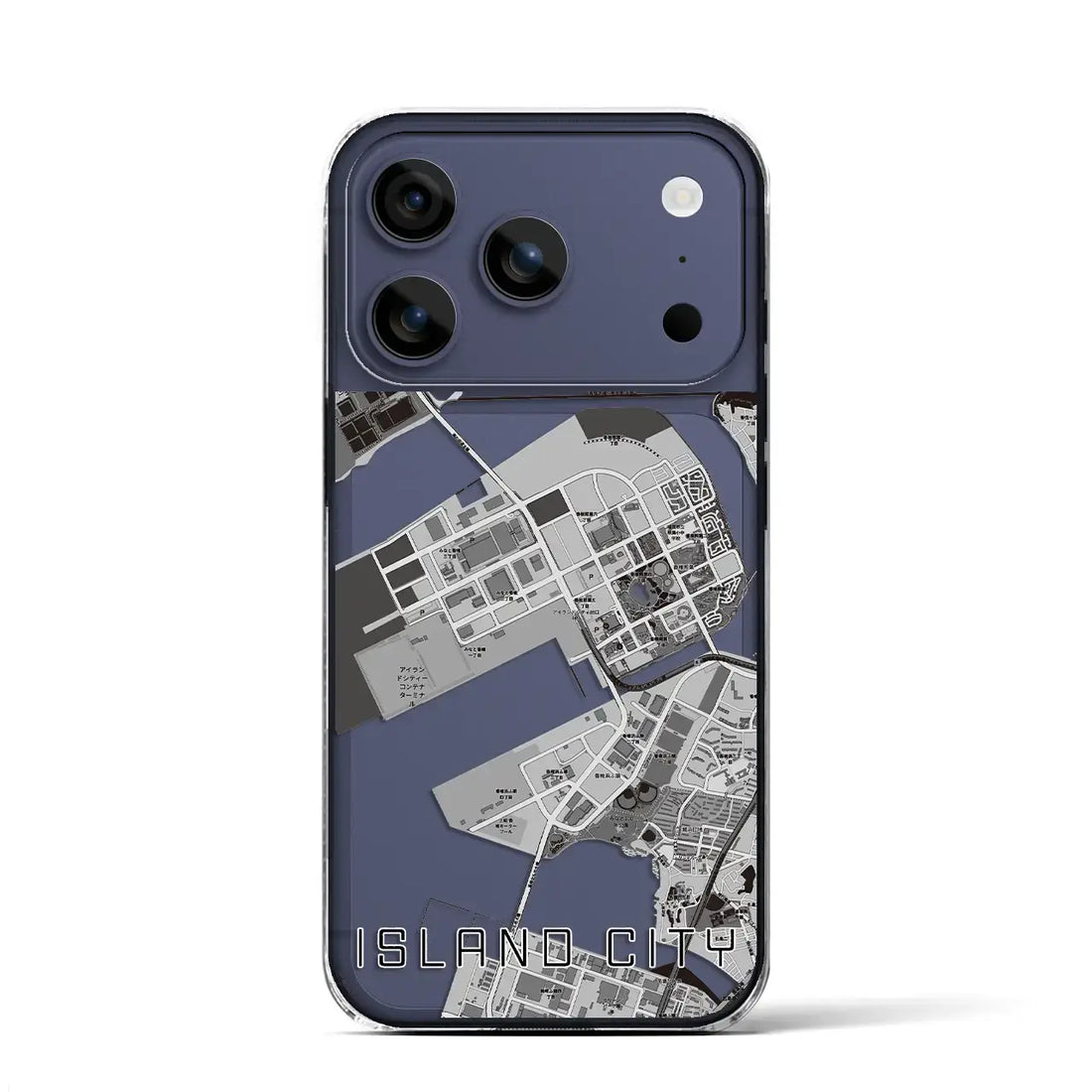 【アイランドシティ(福岡県)】地図柄iPhoneケース(クリアタイプ)モノトーン・iPhone 17 Pro Max 用