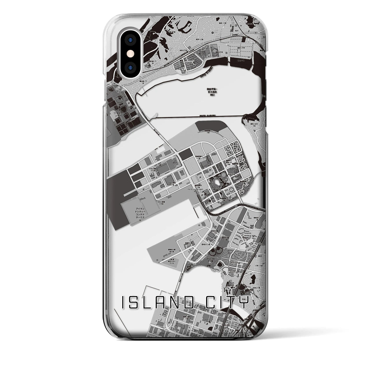 【アイランドシティ(福岡県)】地図柄iPhoneケース(クリアタイプ)