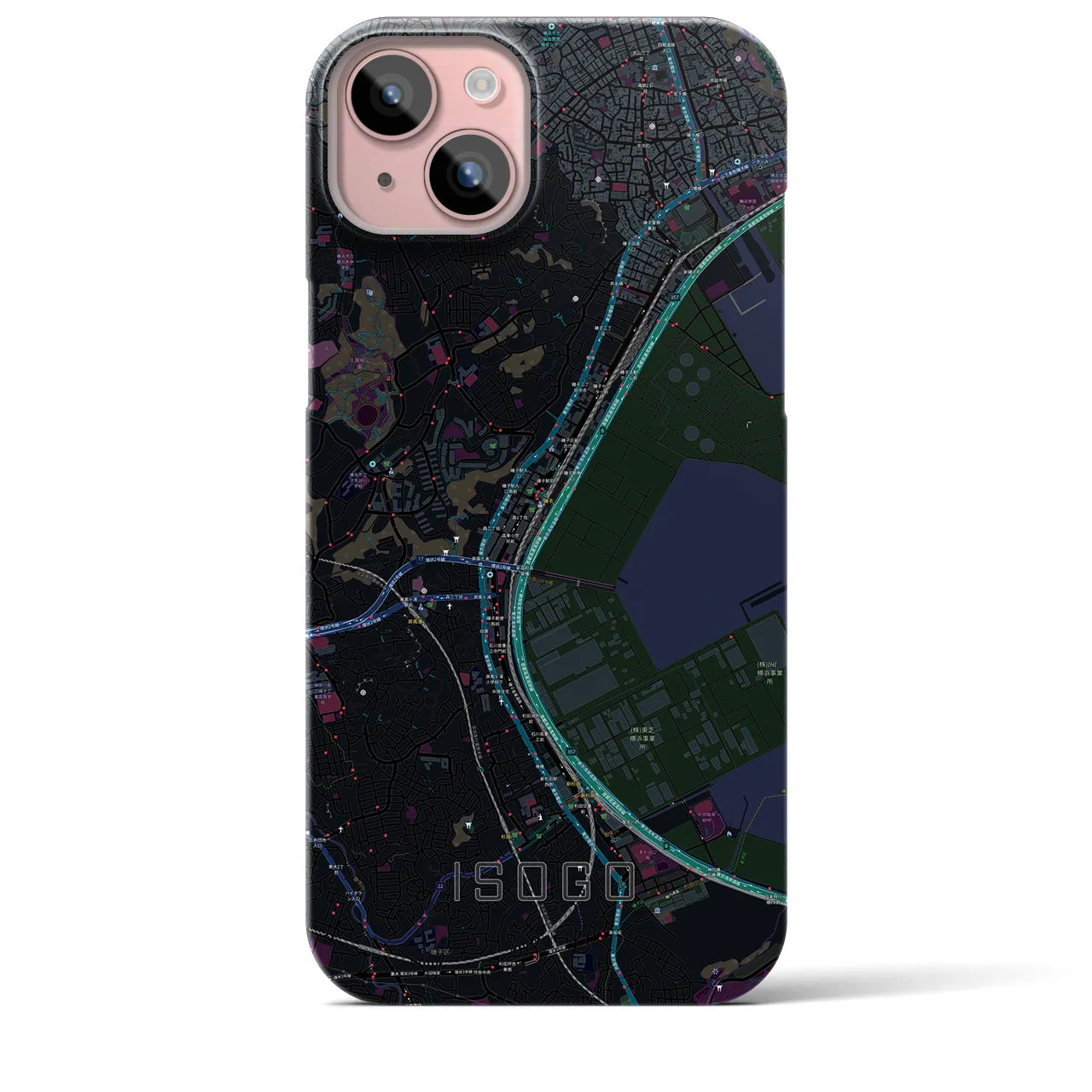【磯子(神奈川県)】地図柄iPhoneケース(バックカバータイプ)