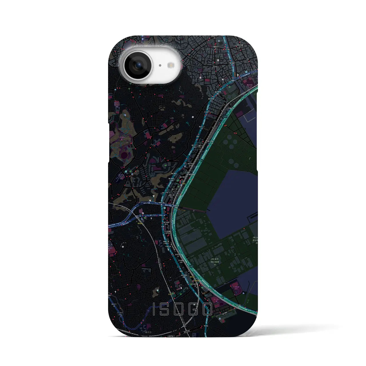 【磯子(神奈川県)】地図柄iPhoneケース(バックカバータイプ)