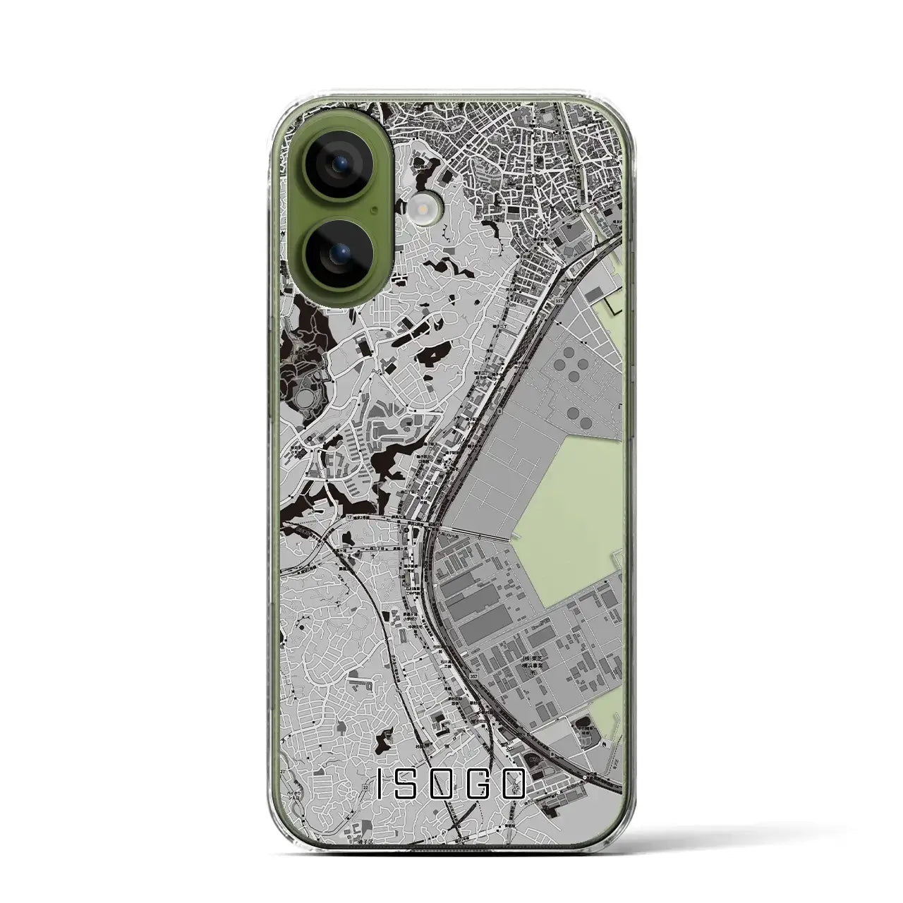 【磯子(神奈川県)】地図柄iPhoneケース(クリアタイプ)モノトーン・iPhone 17 Pro Max 用