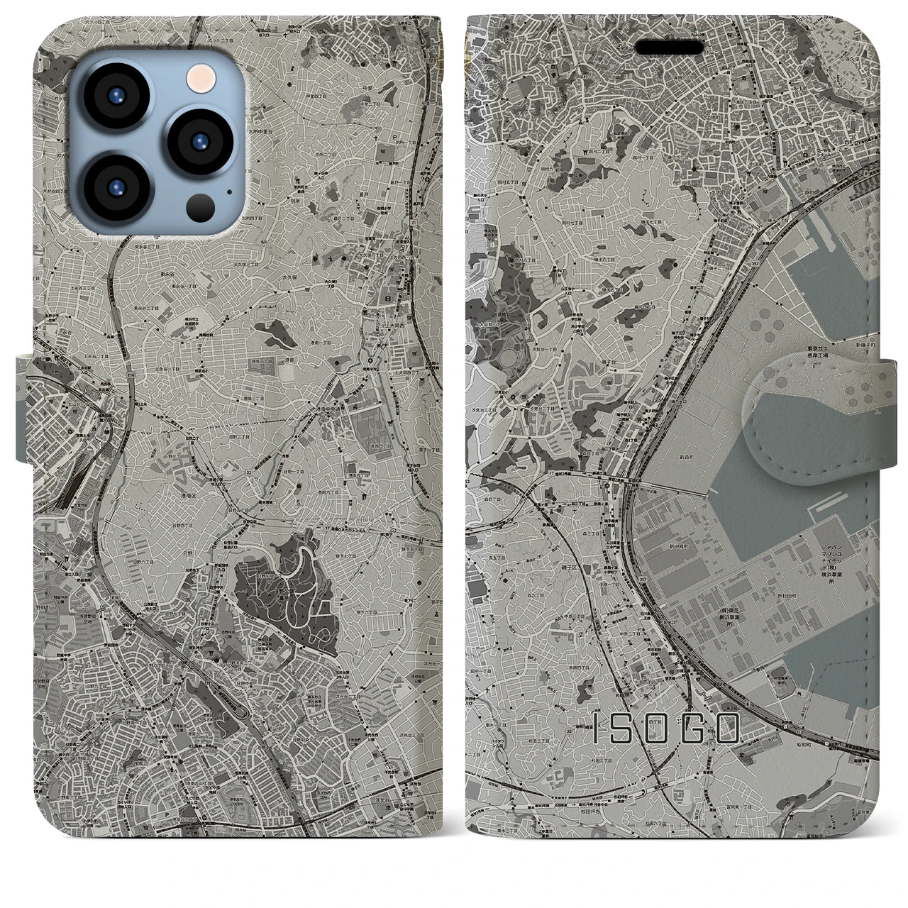 【磯子(神奈川県)】地図柄iPhoneケース(手帳タイプ)