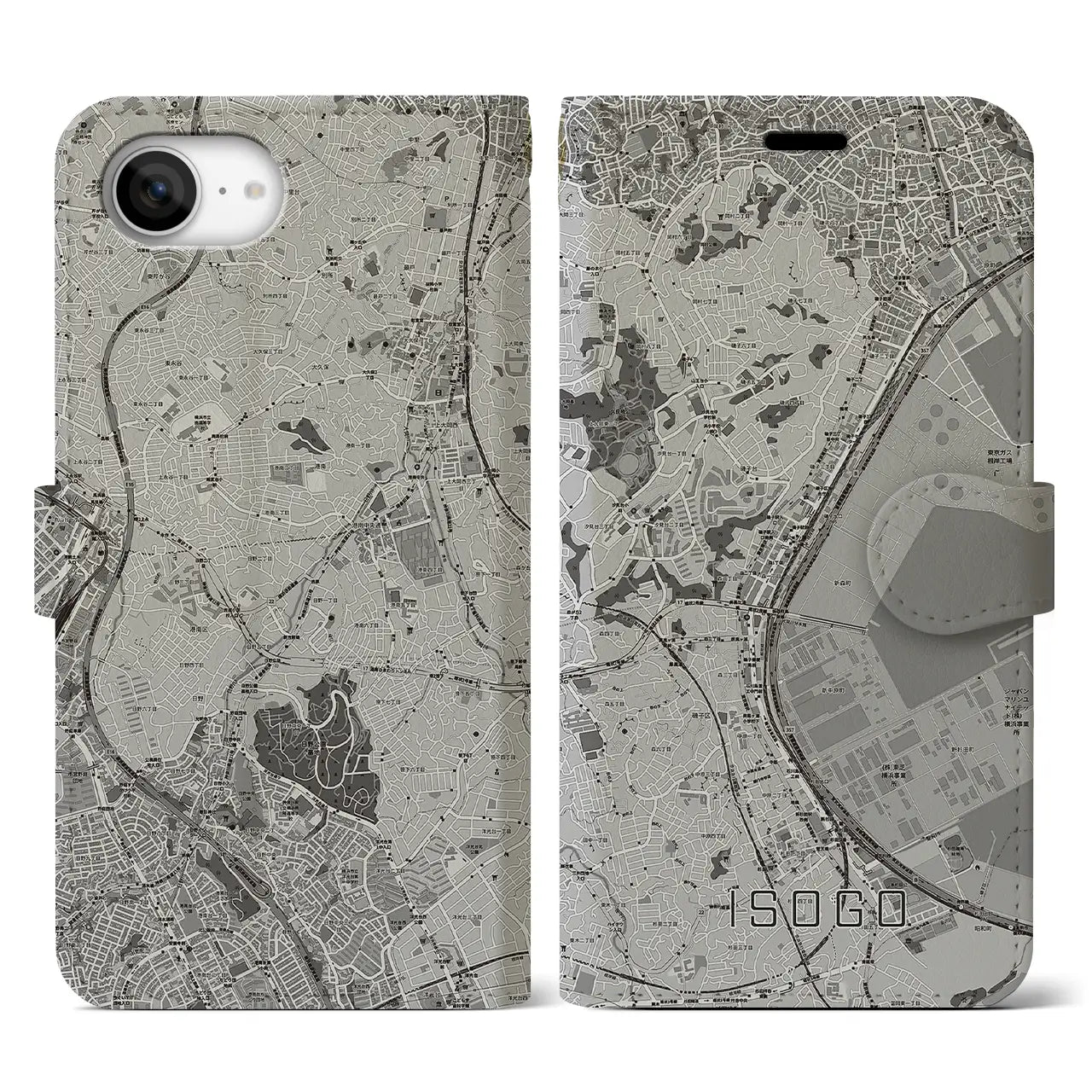 【磯子(神奈川県)】地図柄iPhoneケース(手帳タイプ)