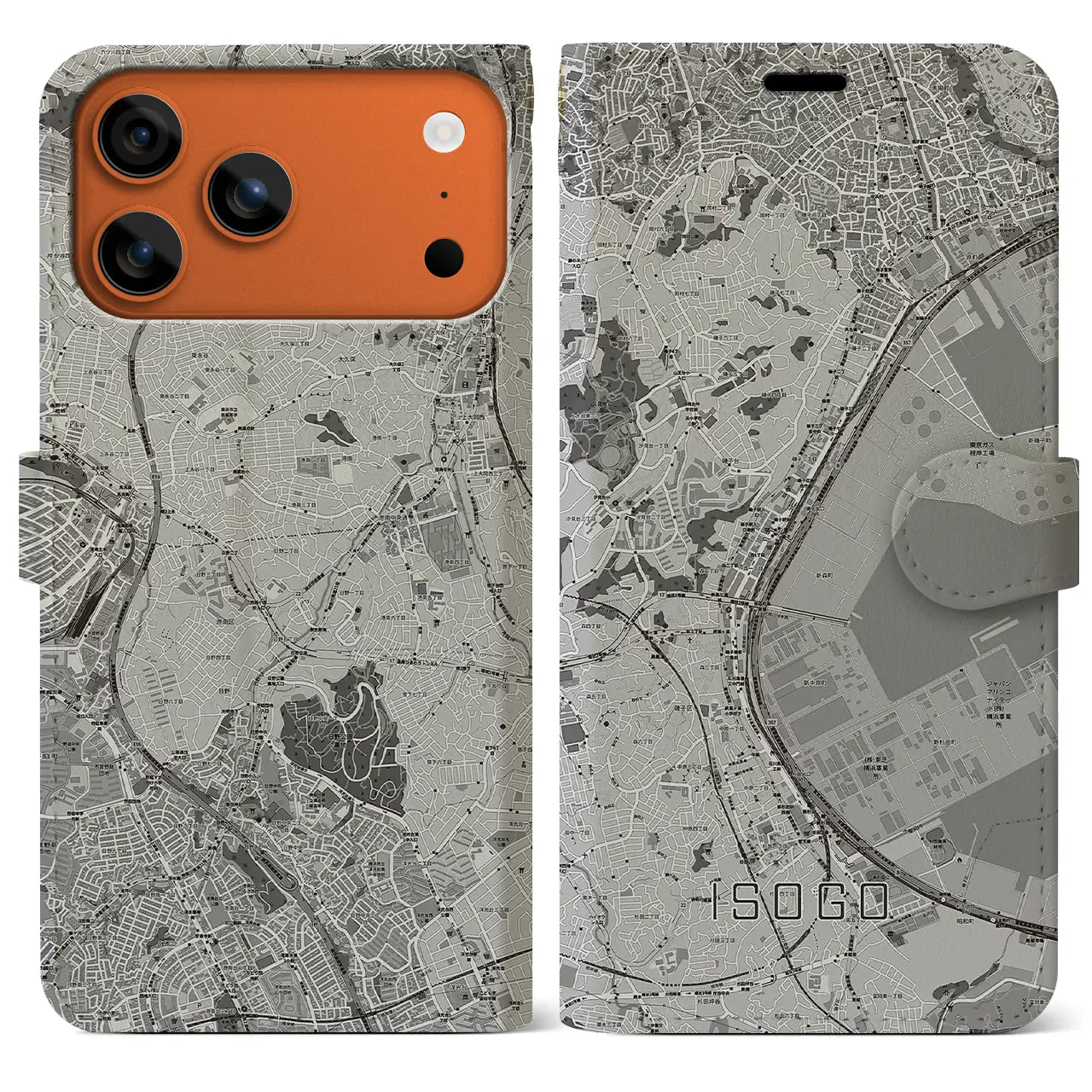 【磯子(神奈川県)】地図柄iPhoneケース(手帳タイプ)