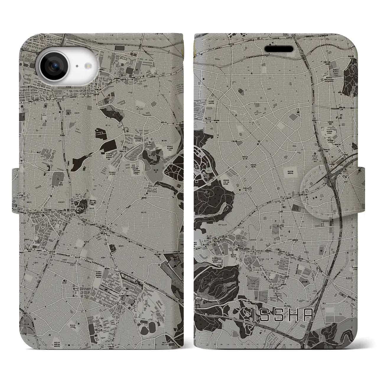 【一社(愛知県)】地図柄iPhoneケース(手帳タイプ)