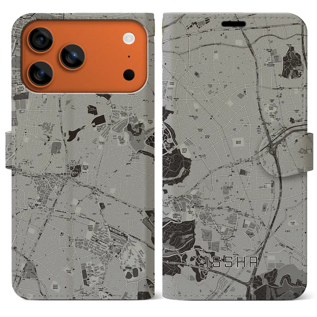 【一社(愛知県)】地図柄iPhoneケース(手帳タイプ)