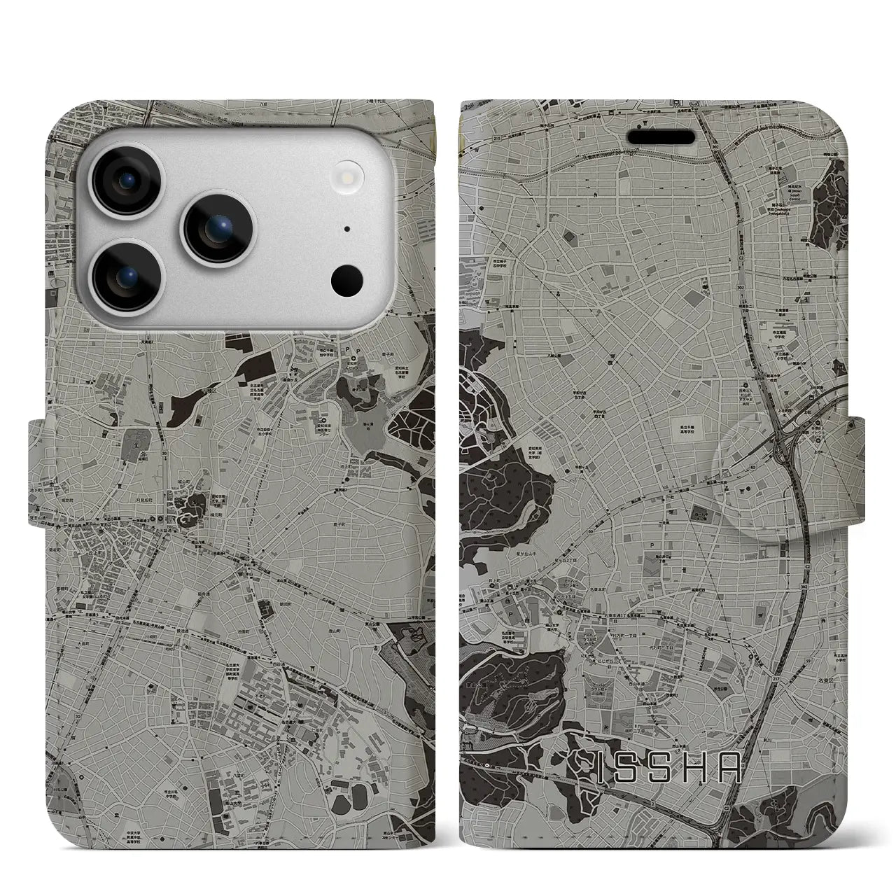 【一社(愛知県)】地図柄iPhoneケース(手帳タイプ)