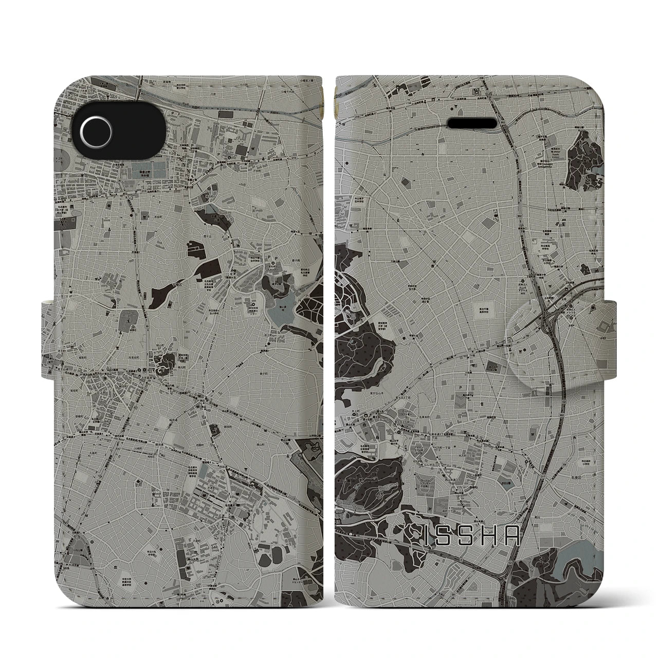 【一社(愛知県)】地図柄iPhoneケース(手帳タイプ)