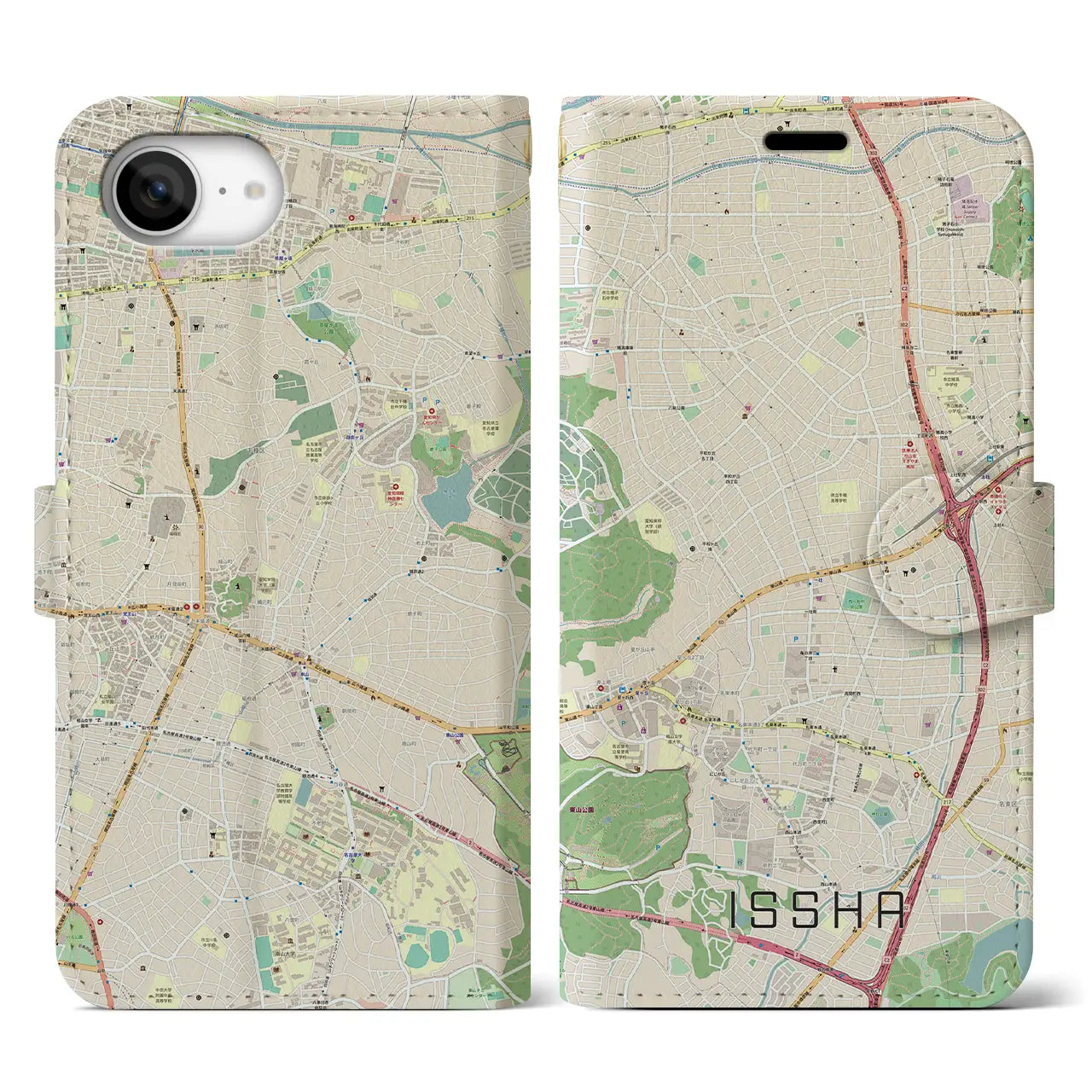 【一社(愛知県)】地図柄iPhoneケース(手帳タイプ)