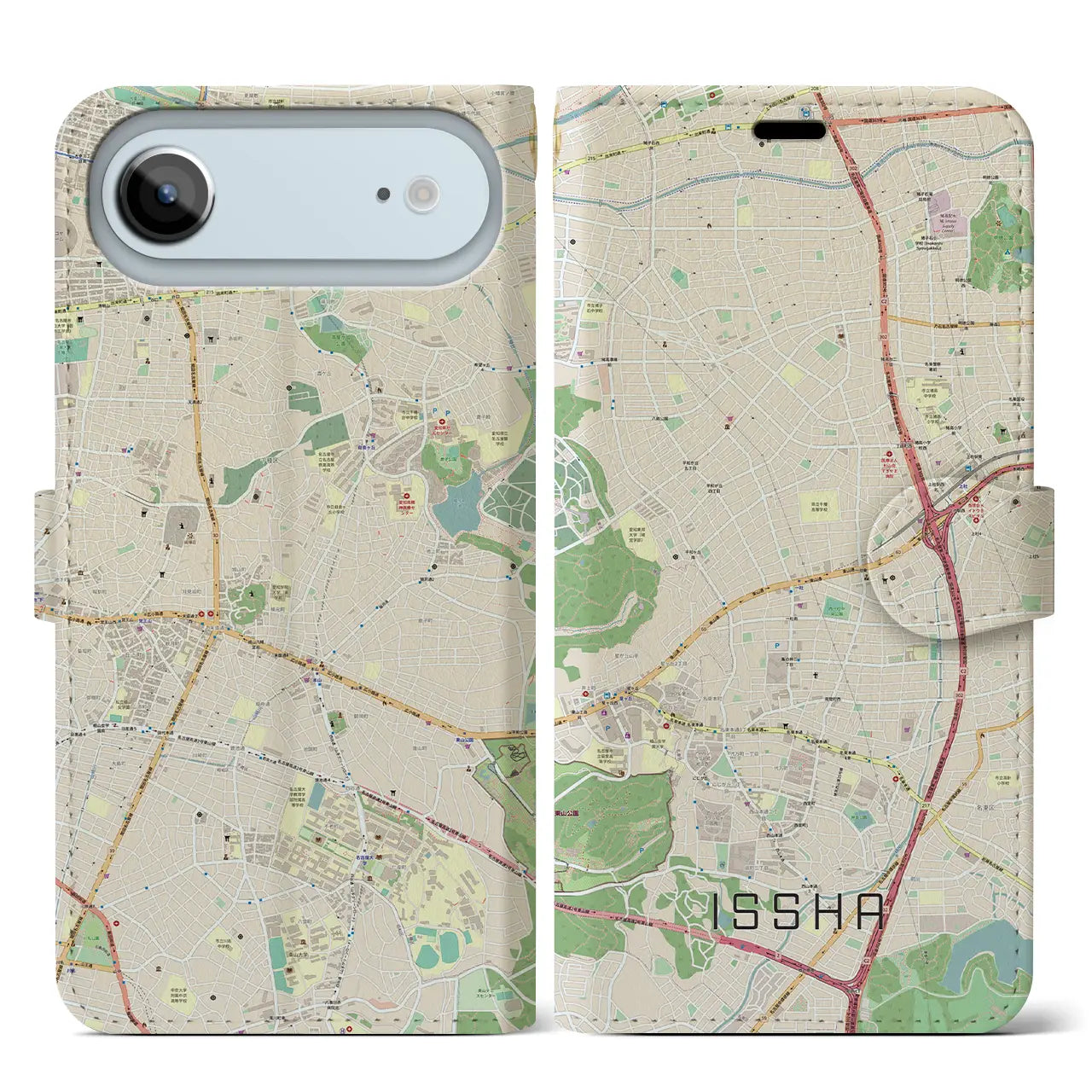 【一社(愛知県)】地図柄iPhoneケース(手帳タイプ)