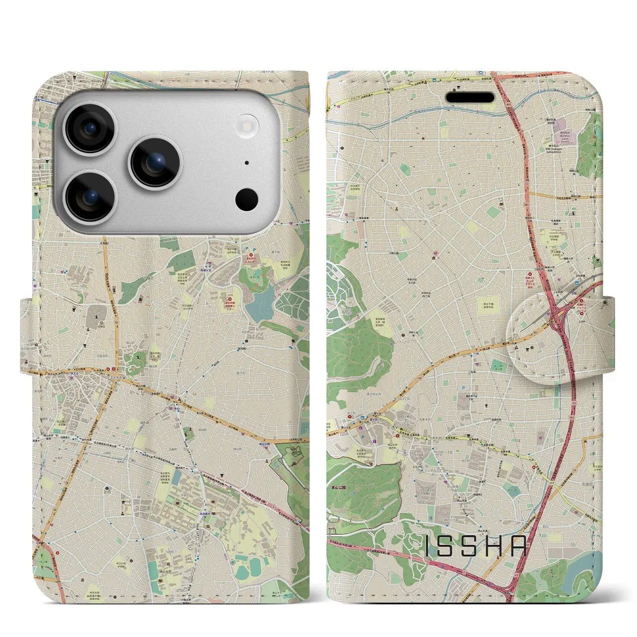 【一社(愛知県)】地図柄iPhoneケース(手帳タイプ)