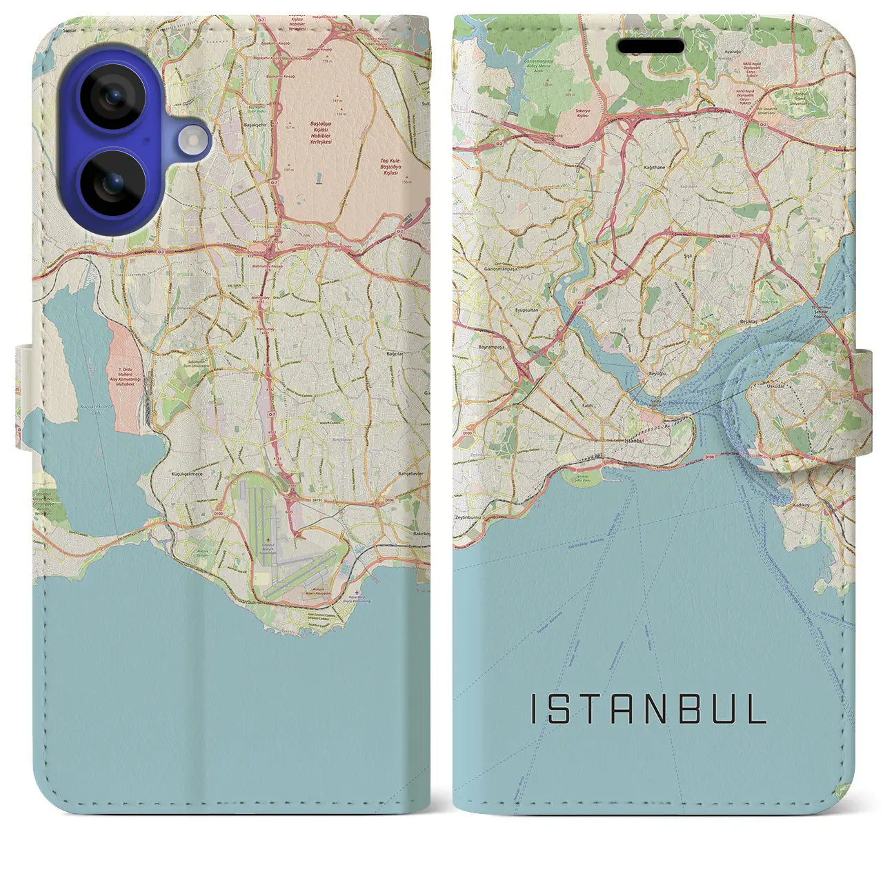 【イスタンブール(トルコ)】地図柄iPhoneケース(手帳タイプ)ナチュラル・iPhone 16 Pro Max 用