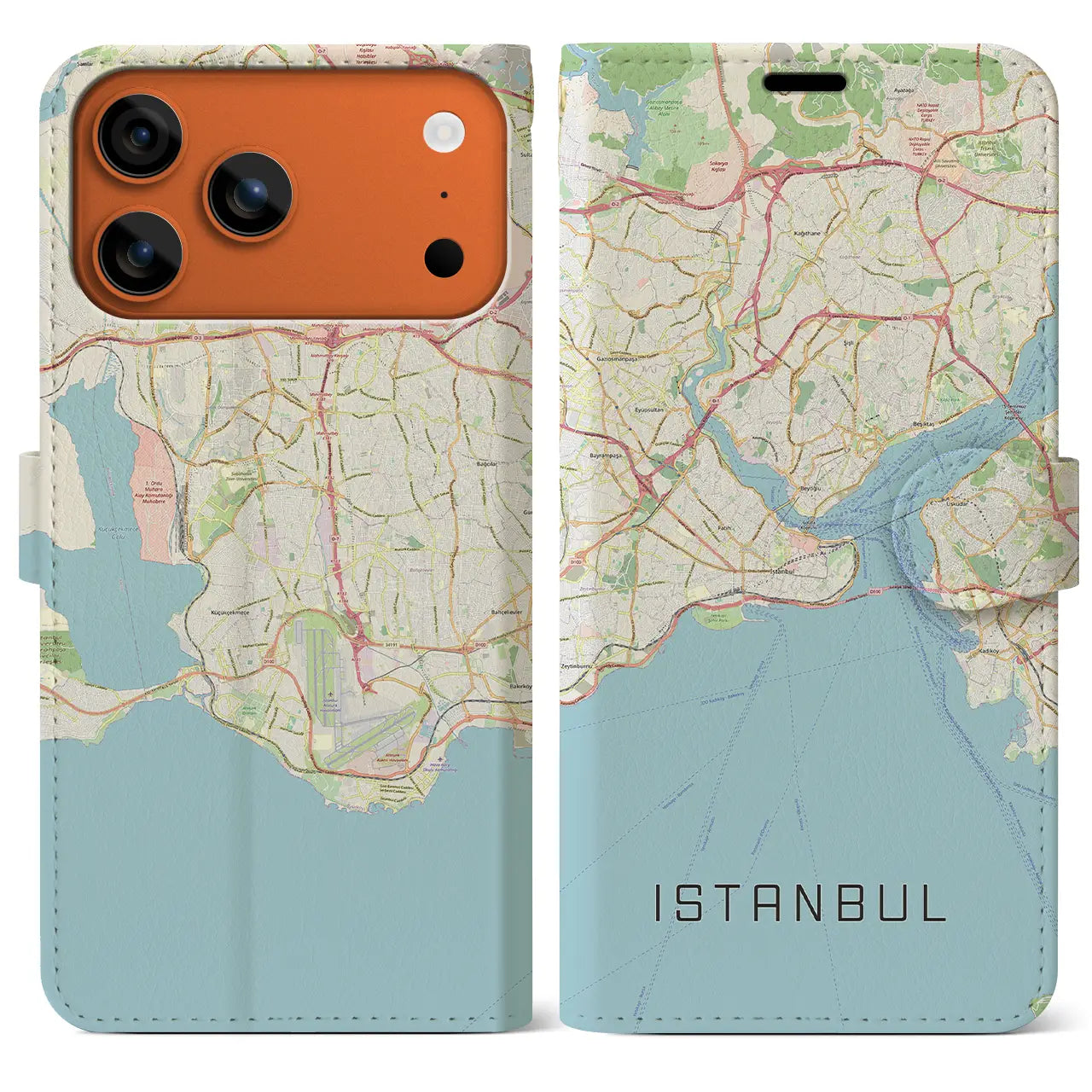 【イスタンブール(トルコ)】地図柄iPhoneケース(手帳タイプ)ナチュラル・iPhone 17 Pro Max 用