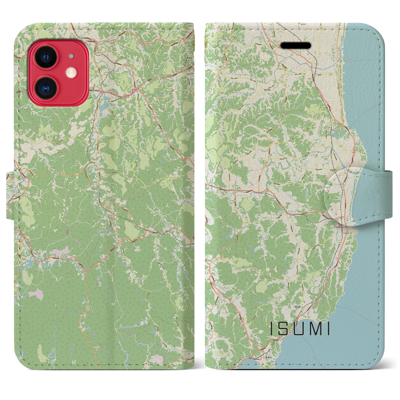 【いすみ(千葉県)】地図柄iPhoneケース(手帳タイプ)ナチュラル・iPhone 11 用