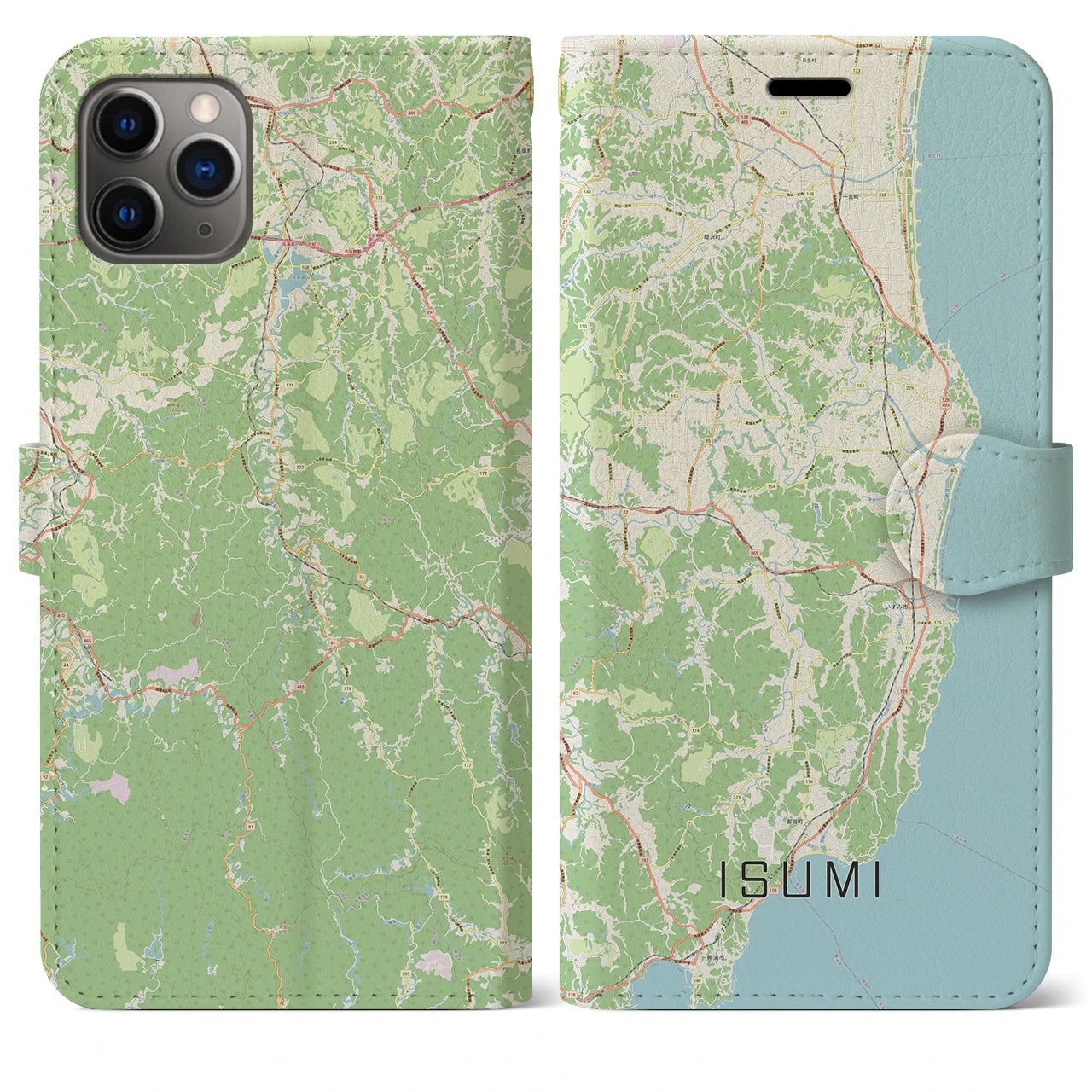 【いすみ(千葉県)】地図柄iPhoneケース(手帳タイプ)ナチュラル・iPhone 11 Pro Max 用