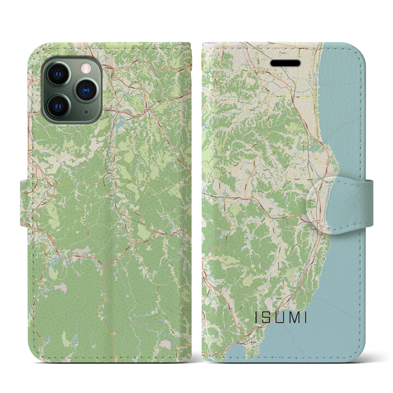 【いすみ(千葉県)】地図柄iPhoneケース(手帳タイプ)ナチュラル・iPhone 11 Pro 用