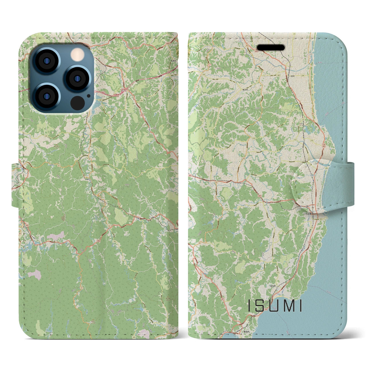 【いすみ(千葉県)】地図柄iPhoneケース(手帳タイプ)ナチュラル・iPhone 12 / 12 Pro 用
