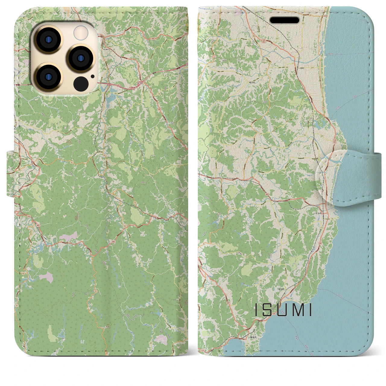 【いすみ(千葉県)】地図柄iPhoneケース(手帳タイプ)ナチュラル・iPhone 12 Pro Max 用