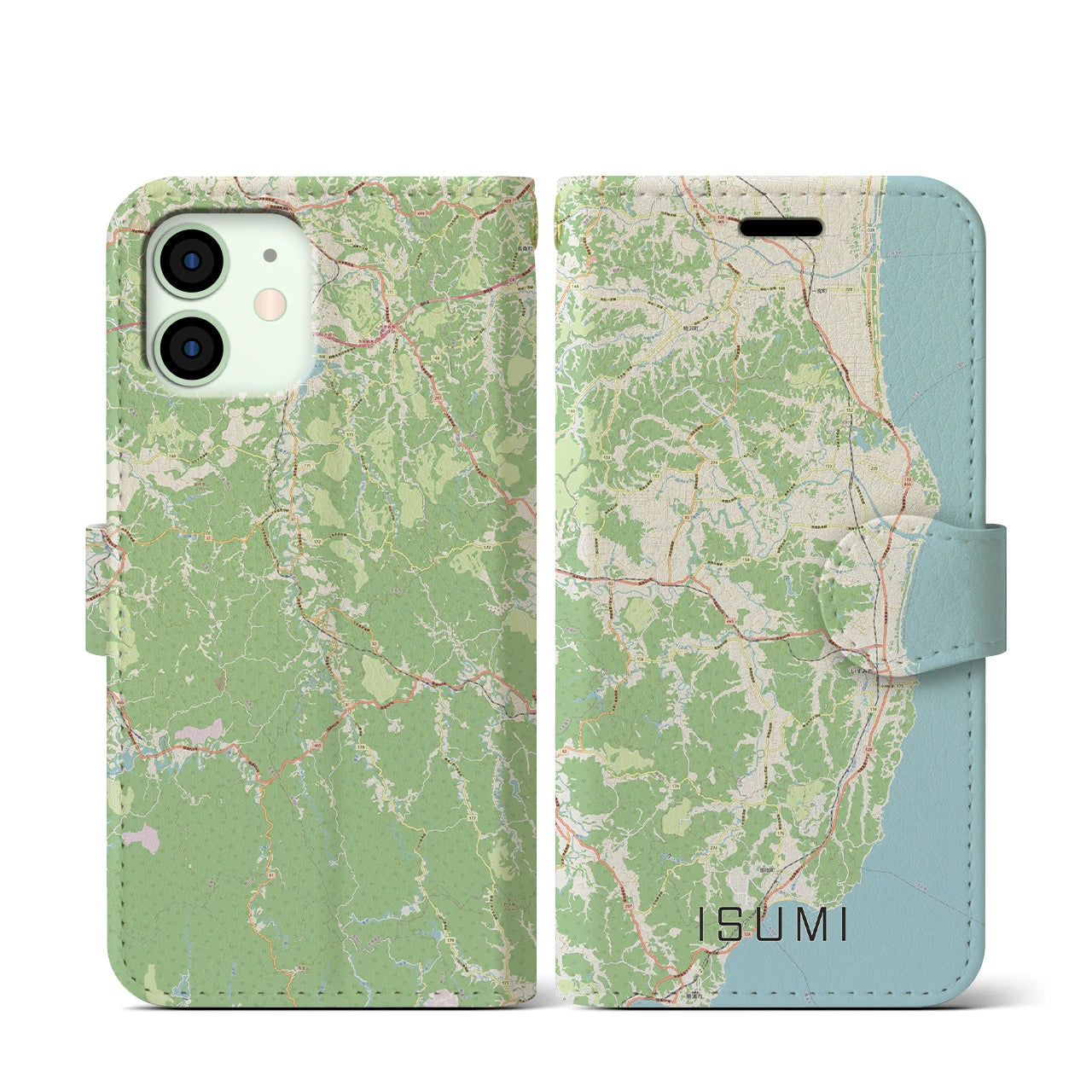 【いすみ(千葉県)】地図柄iPhoneケース(手帳タイプ)ナチュラル・iPhone 12 mini 用