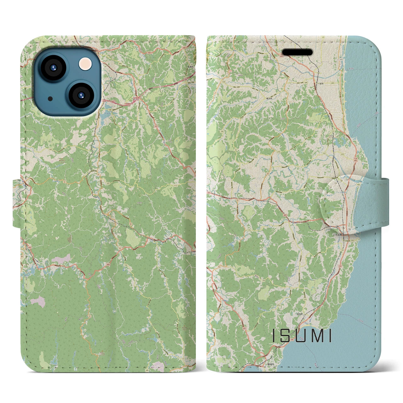 【いすみ(千葉県)】地図柄iPhoneケース(手帳タイプ)ナチュラル・iPhone 13 用