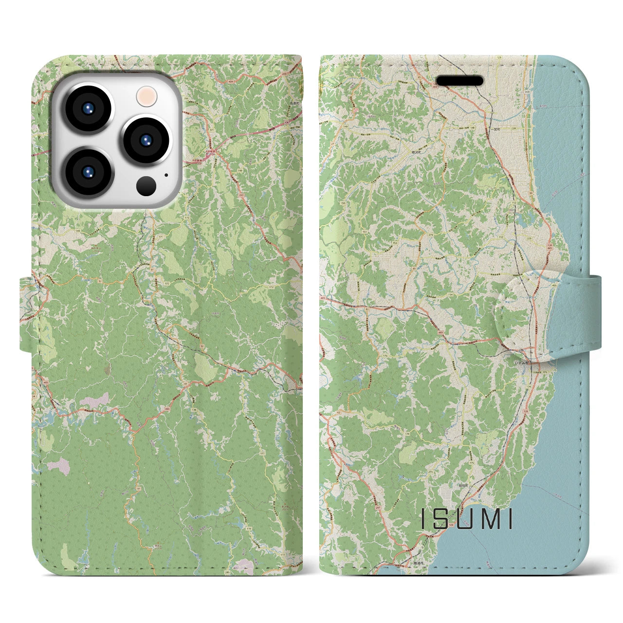 【いすみ(千葉県)】地図柄iPhoneケース(手帳タイプ)ナチュラル・iPhone 13 Pro 用
