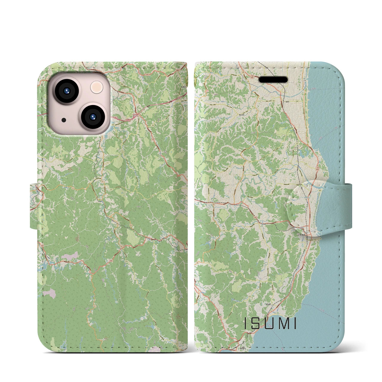 【いすみ(千葉県)】地図柄iPhoneケース(手帳タイプ)ナチュラル・iPhone 13 mini 用