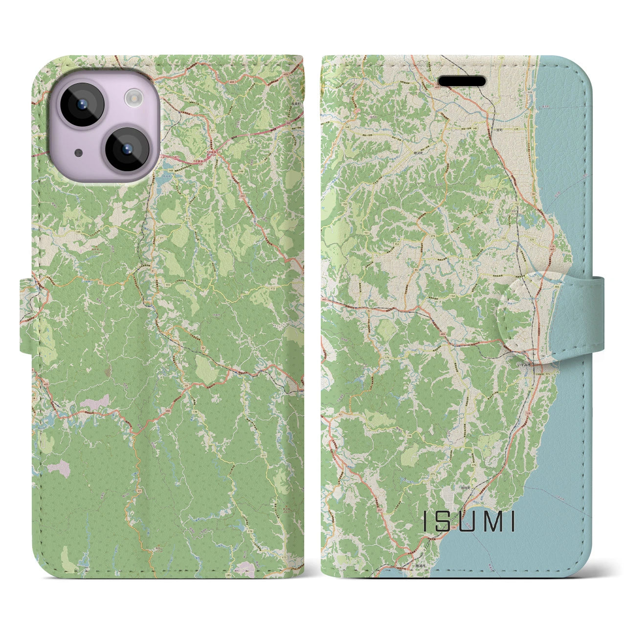 【いすみ(千葉県)】地図柄iPhoneケース(手帳タイプ)ナチュラル・iPhone 14 用