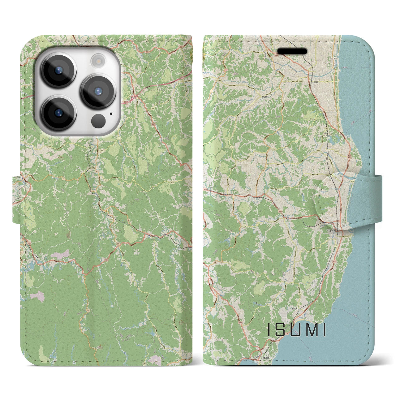 【いすみ(千葉県)】地図柄iPhoneケース(手帳タイプ)ナチュラル・iPhone 14 Pro 用