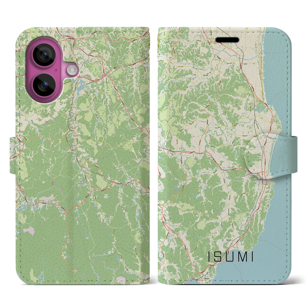 【いすみ(千葉県)】地図柄iPhoneケース(手帳タイプ)ナチュラル・iPhone 16 Pro 用
