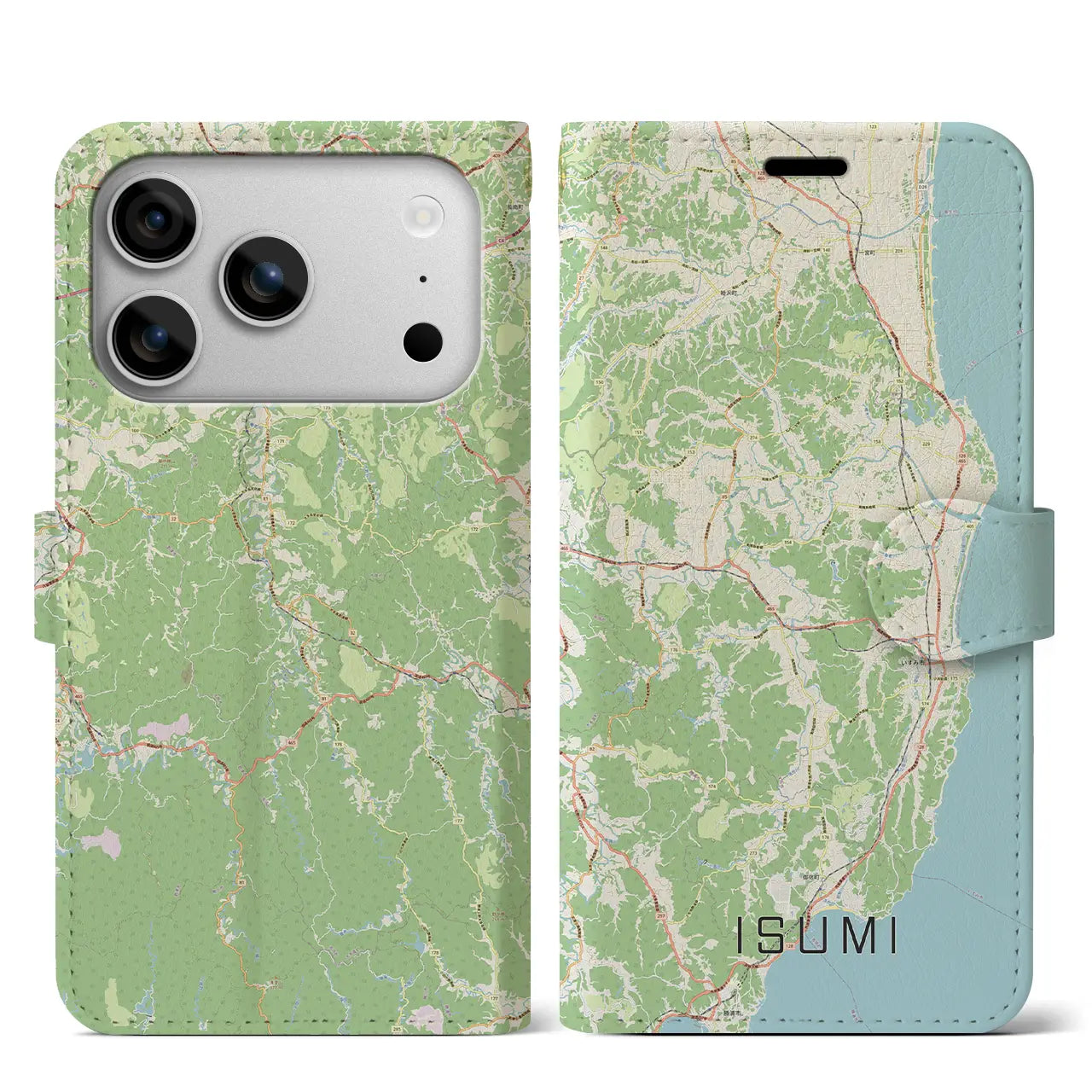 【いすみ(千葉県)】地図柄iPhoneケース(手帳タイプ)モノトーン・iPhone 17 Pro Max 用