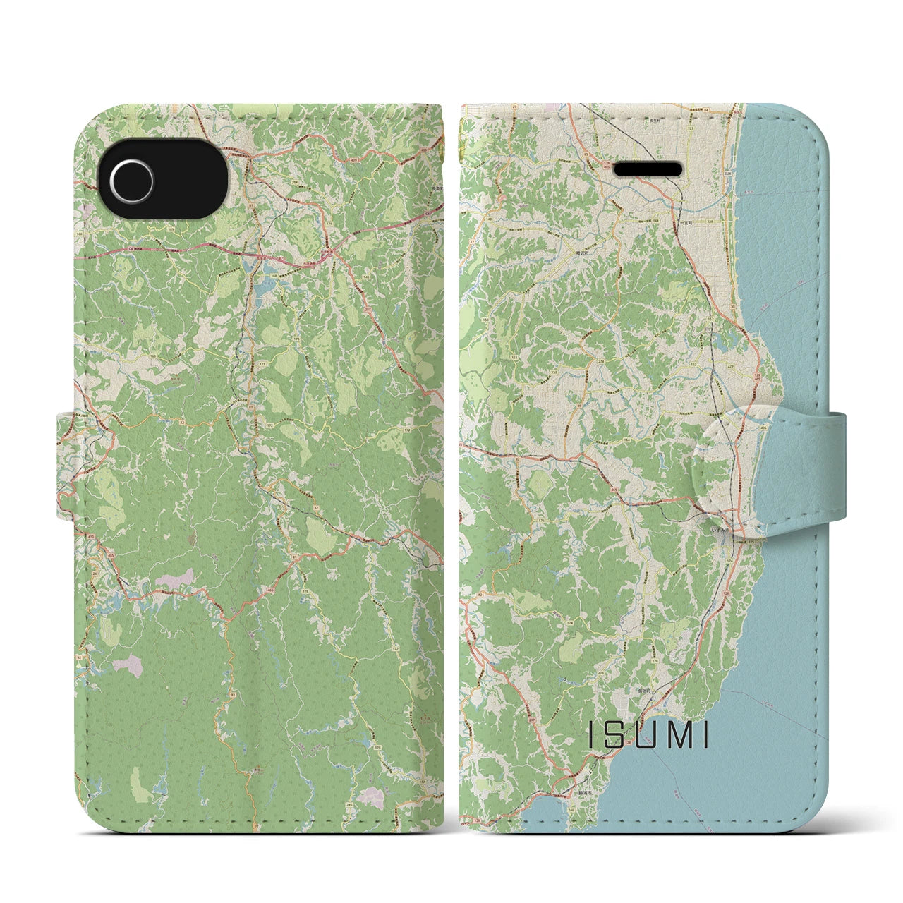 【いすみ(千葉県)】地図柄iPhoneケース(手帳タイプ)ナチュラル・iPhone SE(第3 / 第2世代) / 8 / 7 / 6s / 6 用