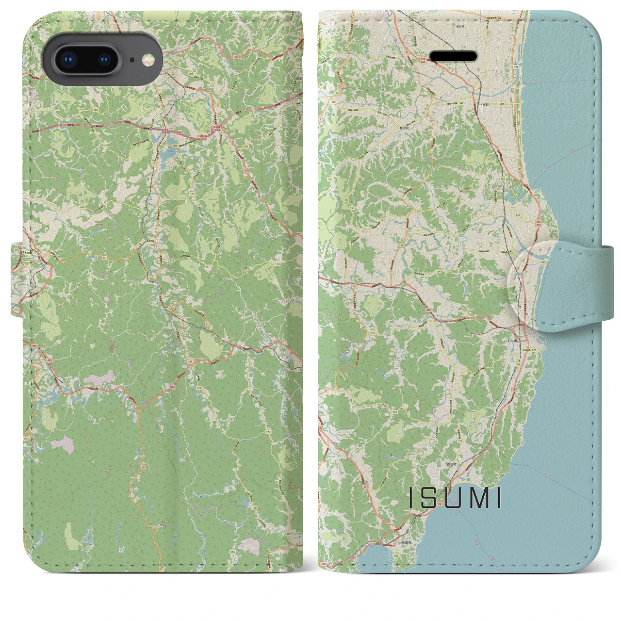 【いすみ(千葉県)】地図柄iPhoneケース(手帳タイプ)ナチュラル・iPhone 8Plus /7Plus / 6sPlus / 6Plus 用