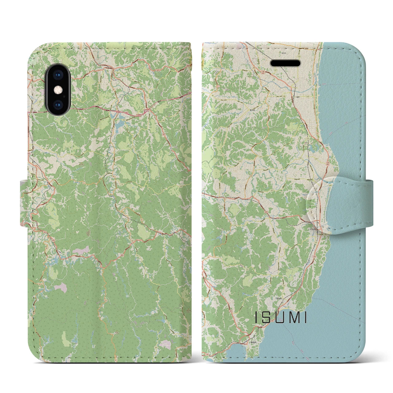 【いすみ(千葉県)】地図柄iPhoneケース(手帳タイプ)ナチュラル・iPhone XS / X 用