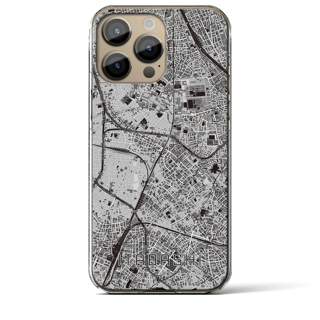 【板橋(東京都)】地図柄iPhoneケース(クリアタイプ)モノトーン・iPhone 14 Pro Max 用