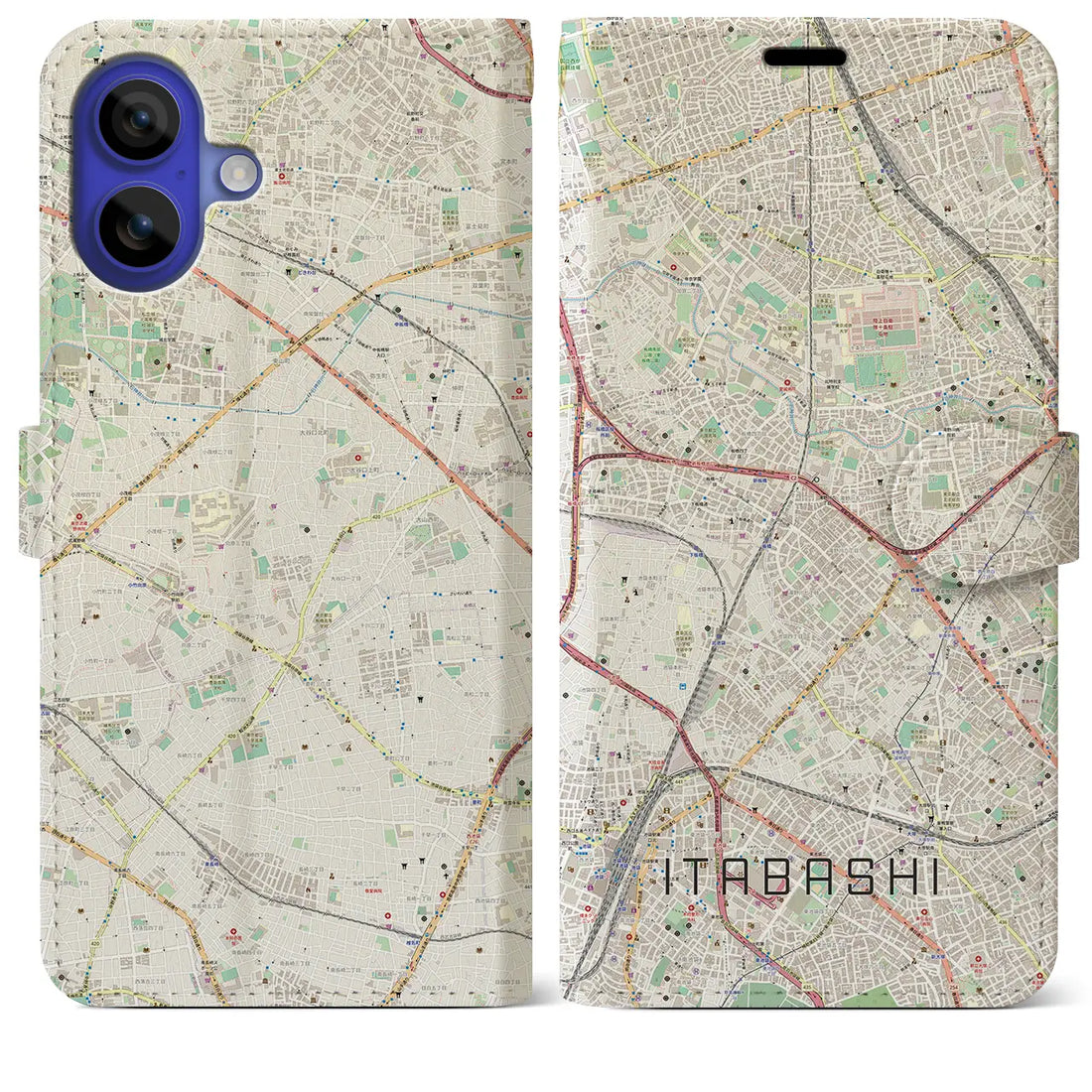 【板橋(東京都)】地図柄iPhoneケース(手帳タイプ)ナチュラル・iPhone 16 Pro Max 用