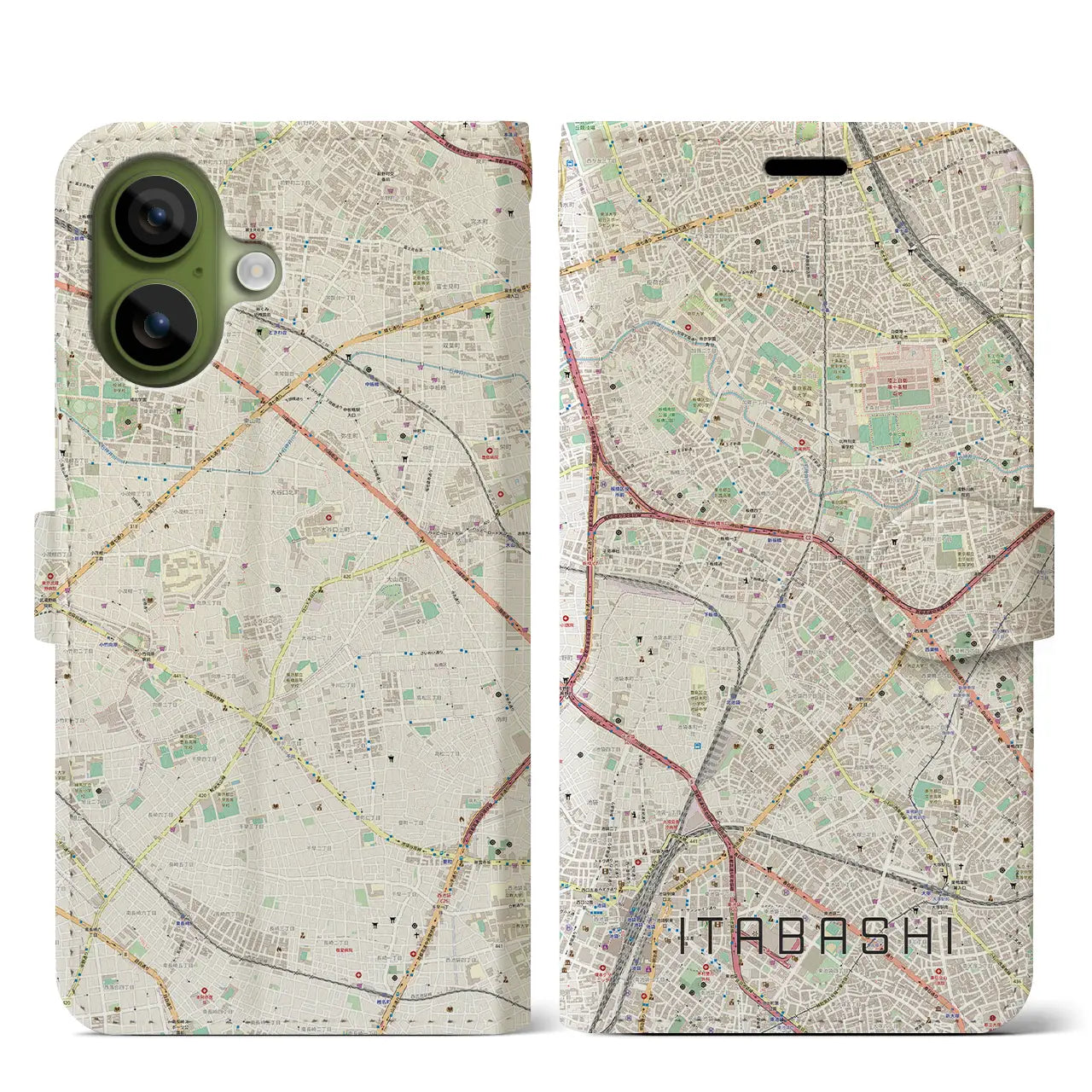 【板橋(東京都)】地図柄iPhoneケース(手帳タイプ)モノトーン・iPhone 17 Pro Max 用