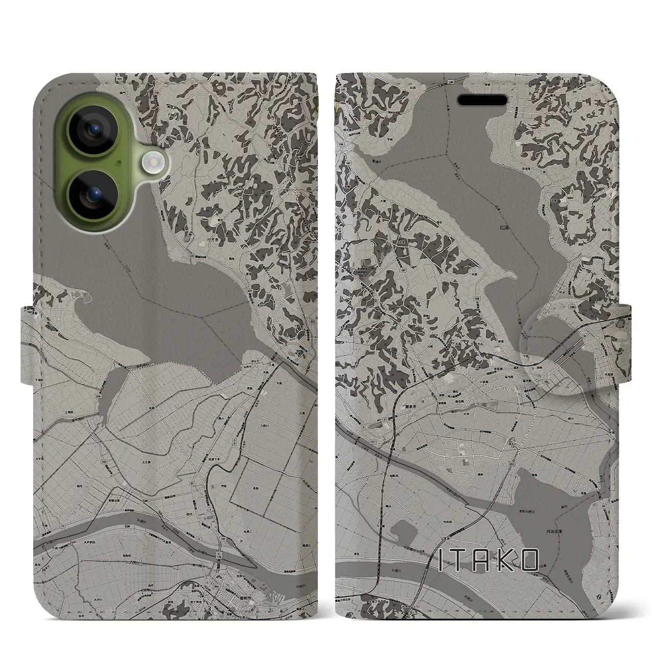 【潮来(茨城県)】地図柄iPhoneケース(手帳タイプ)