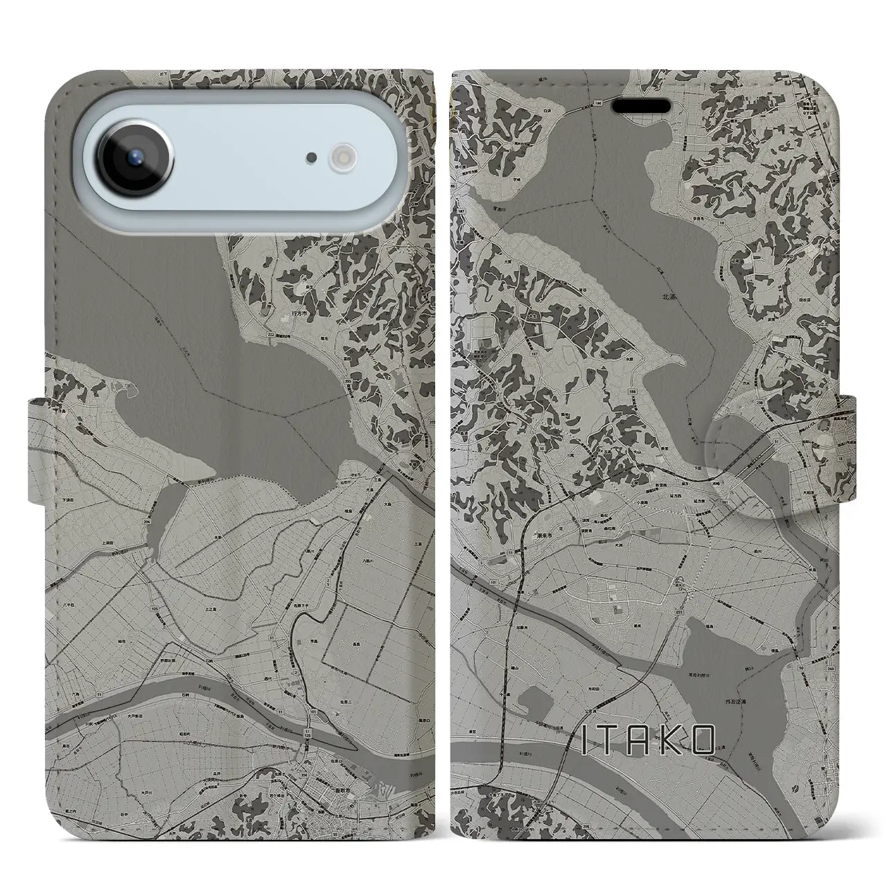 【潮来(茨城県)】地図柄iPhoneケース(手帳タイプ)