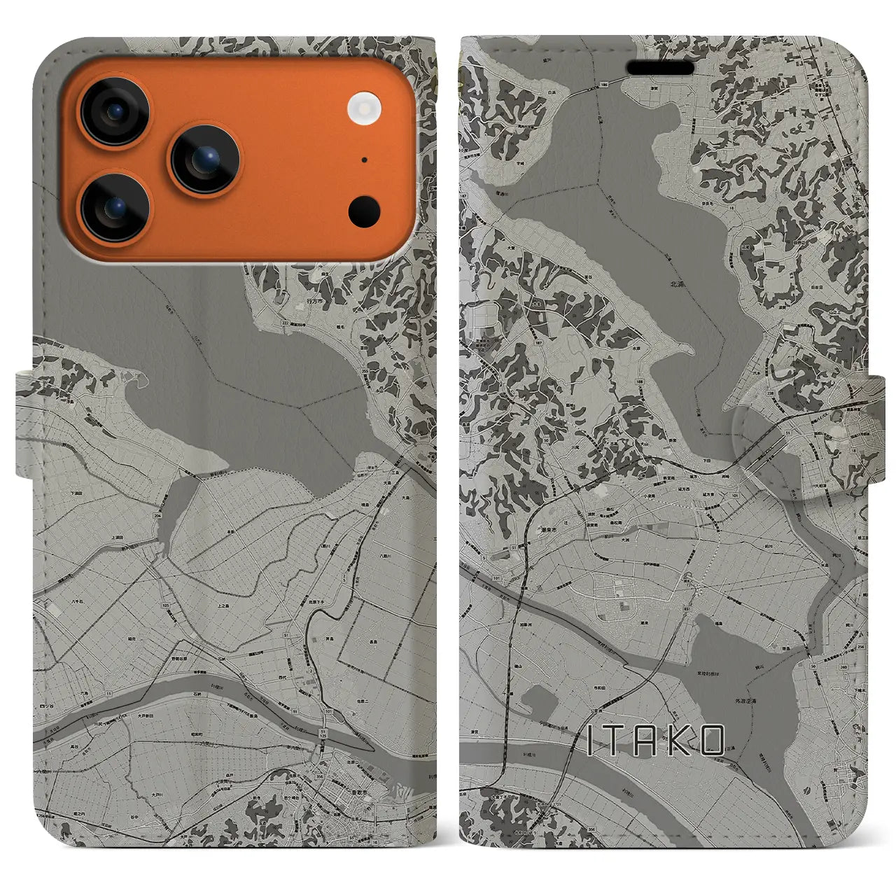 【潮来(茨城県)】地図柄iPhoneケース(手帳タイプ)