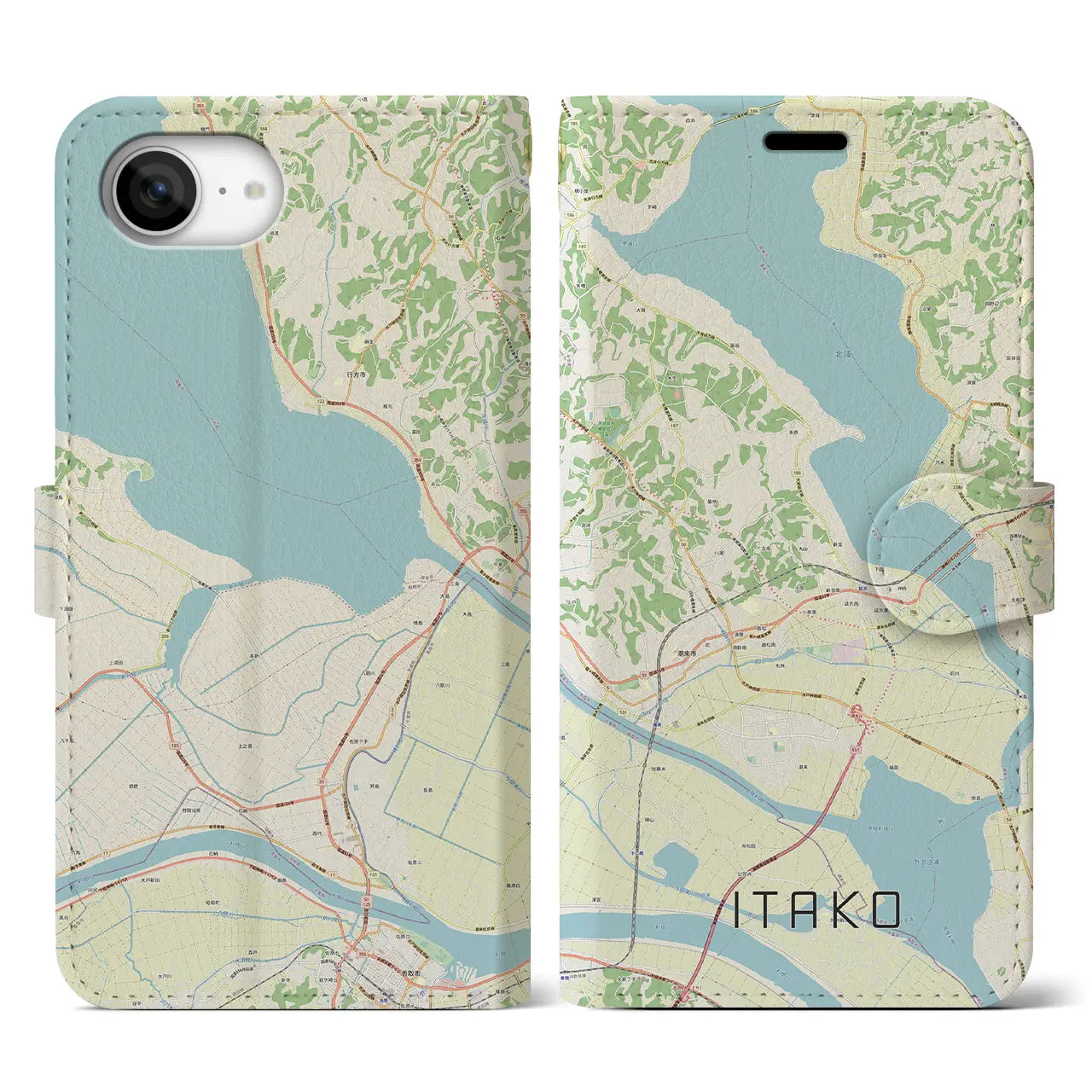 【潮来(茨城県)】地図柄iPhoneケース(手帳タイプ)