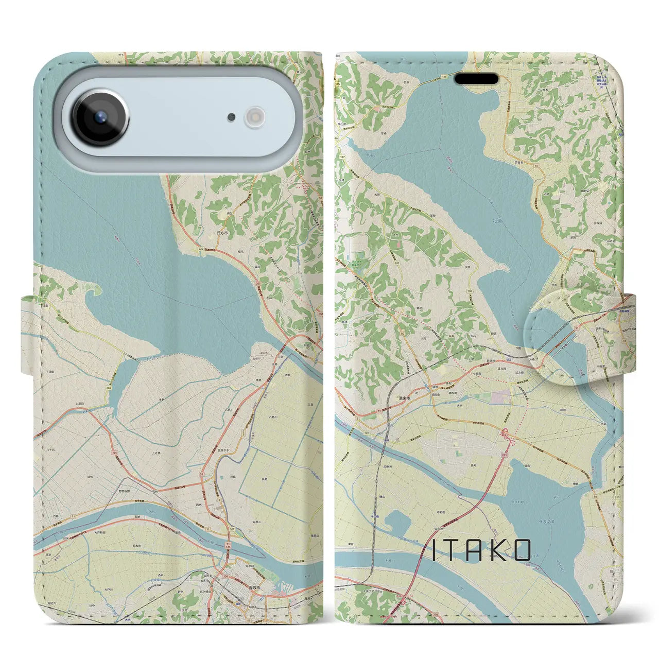 【潮来(茨城県)】地図柄iPhoneケース(手帳タイプ)
