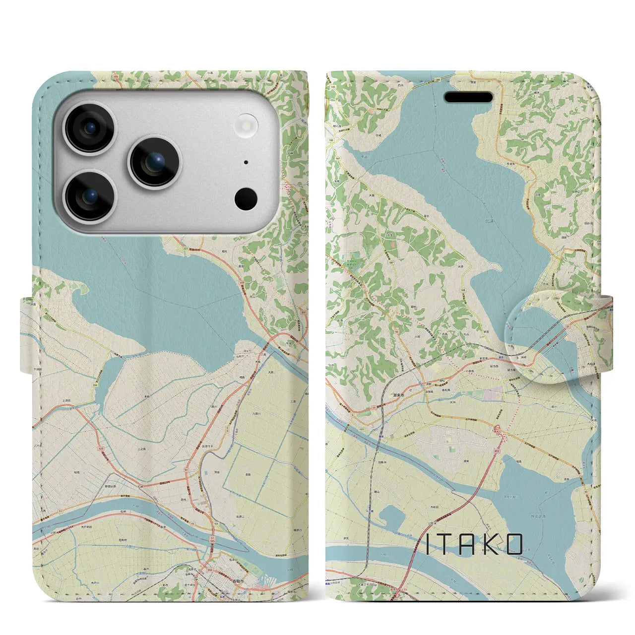 【潮来(茨城県)】地図柄iPhoneケース(手帳タイプ)