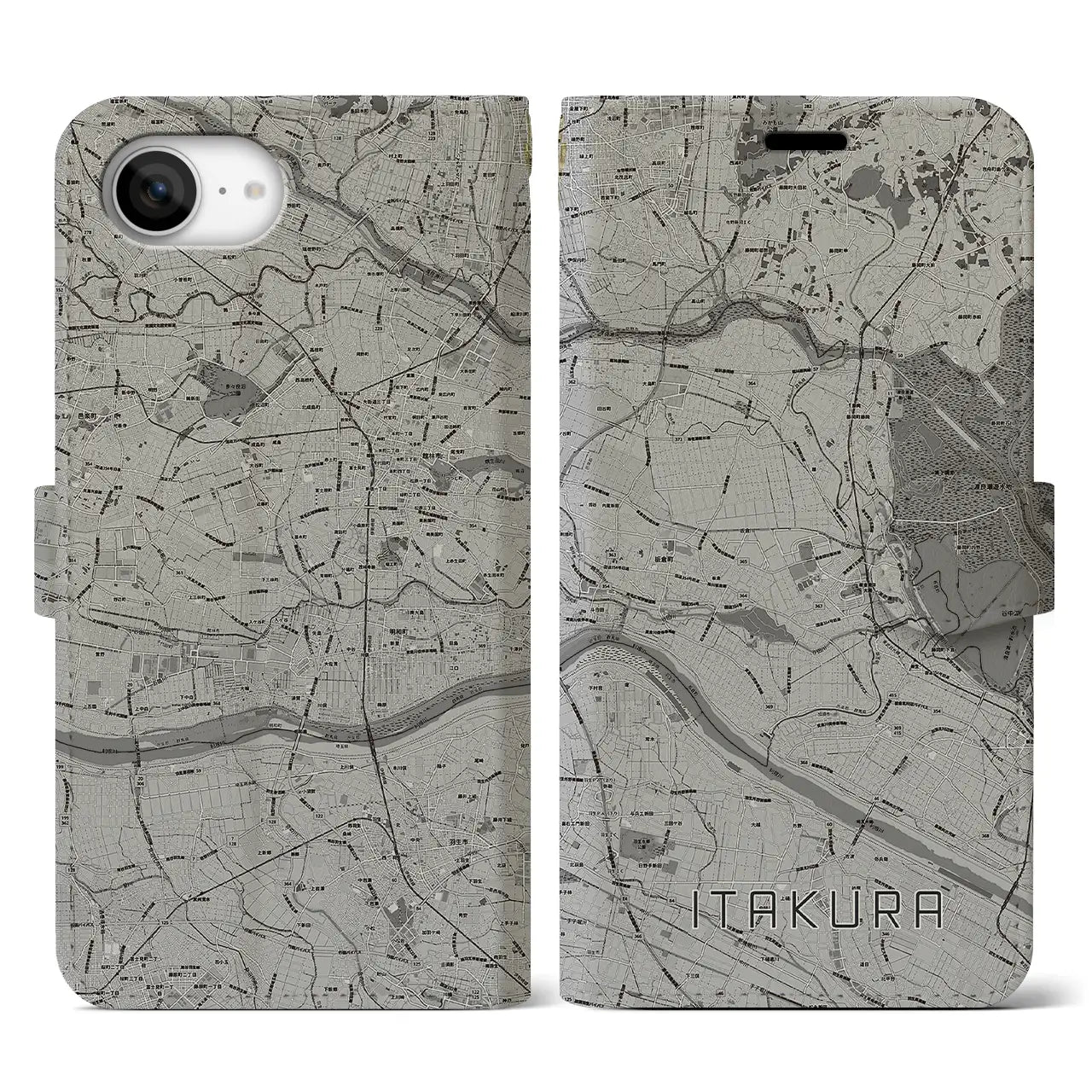 【板倉(群馬県)】地図柄iPhoneケース(手帳タイプ)