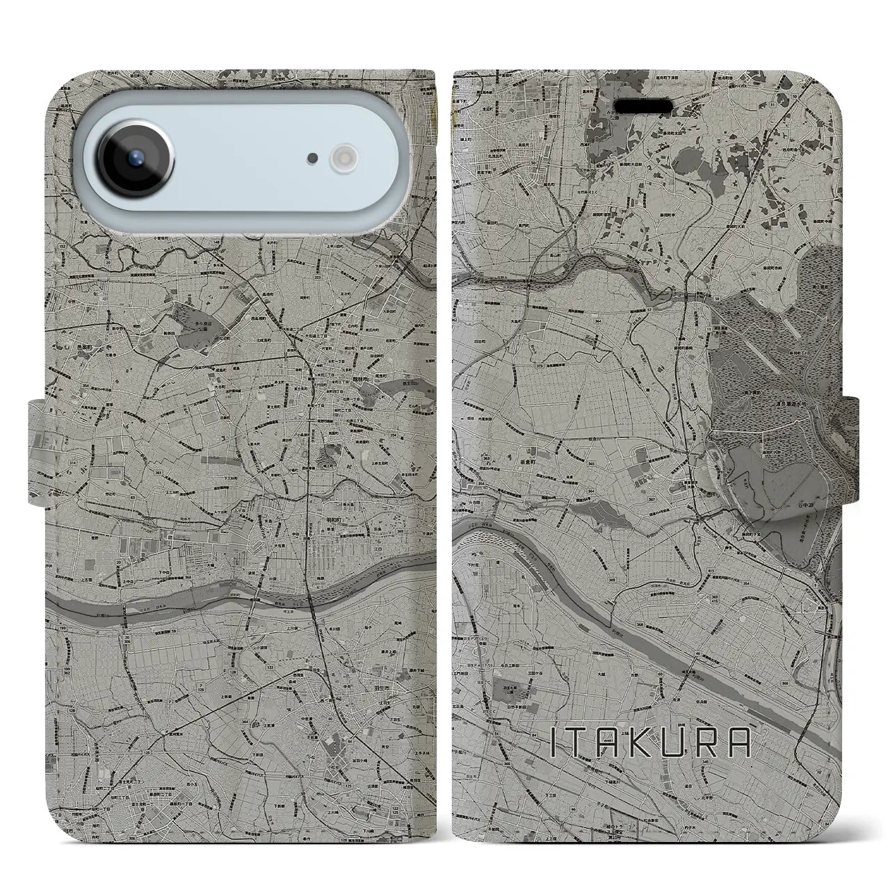 【板倉(群馬県)】地図柄iPhoneケース(手帳タイプ)