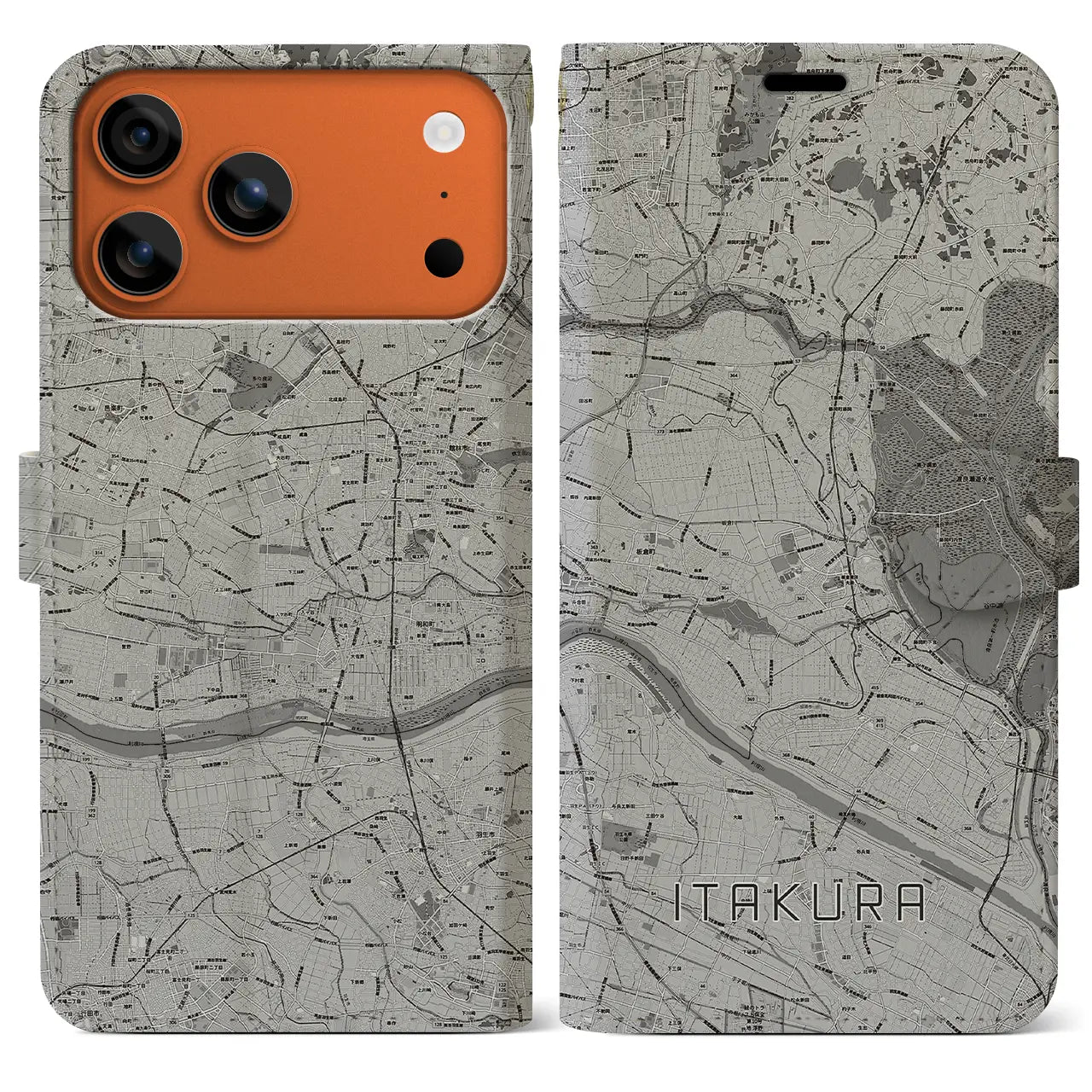 【板倉(群馬県)】地図柄iPhoneケース(手帳タイプ)