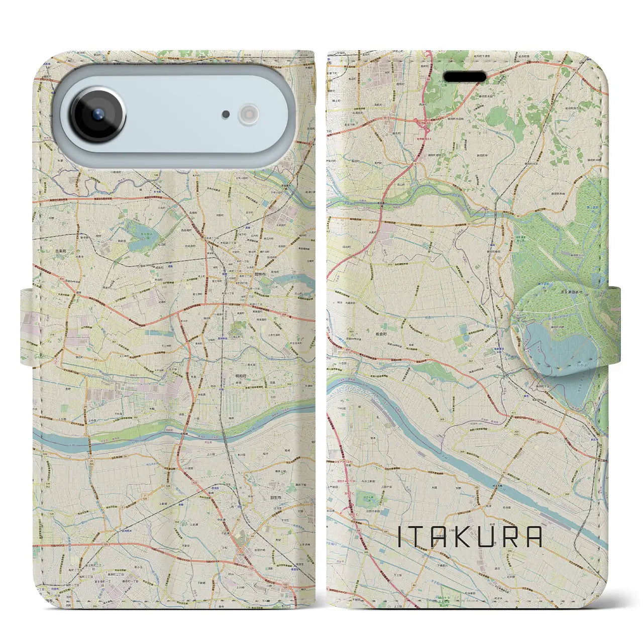 【板倉(群馬県)】地図柄iPhoneケース(手帳タイプ)